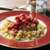 SWORDFISH w/VEGGIE COUSCOUS & TOM VINAIGRETTE